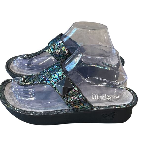 Alegria Carina Tectonic Leather Platform Thong Sandals Size EU 38 US 8-8.5 - Picture 4 of 11